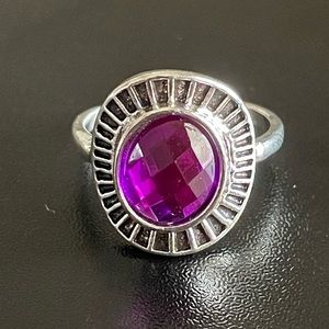 Purple crystal S925 silver ring size 7